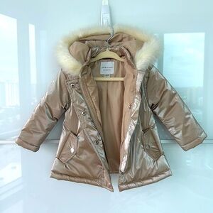 Janie & Jack Metallic Gold Puffer Coat 12-18 months Toddler Girl